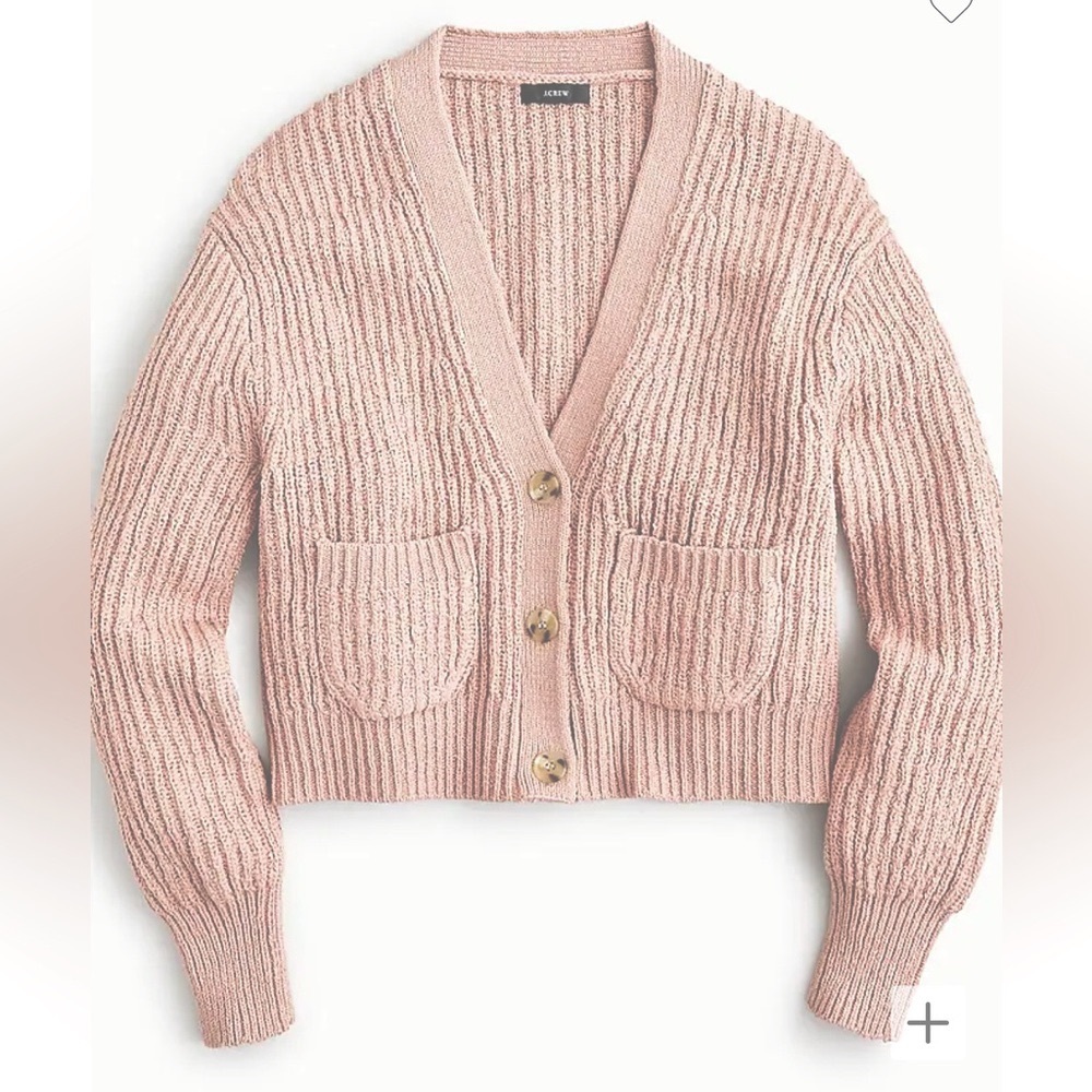 J. CREW Cropped Patch Pocket Beach Cardigan Sweater
